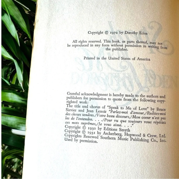 VINTAGE 1972 “Speak to Me of Love” by Dorothy Eden - Hardcover - Picture 6 of 12